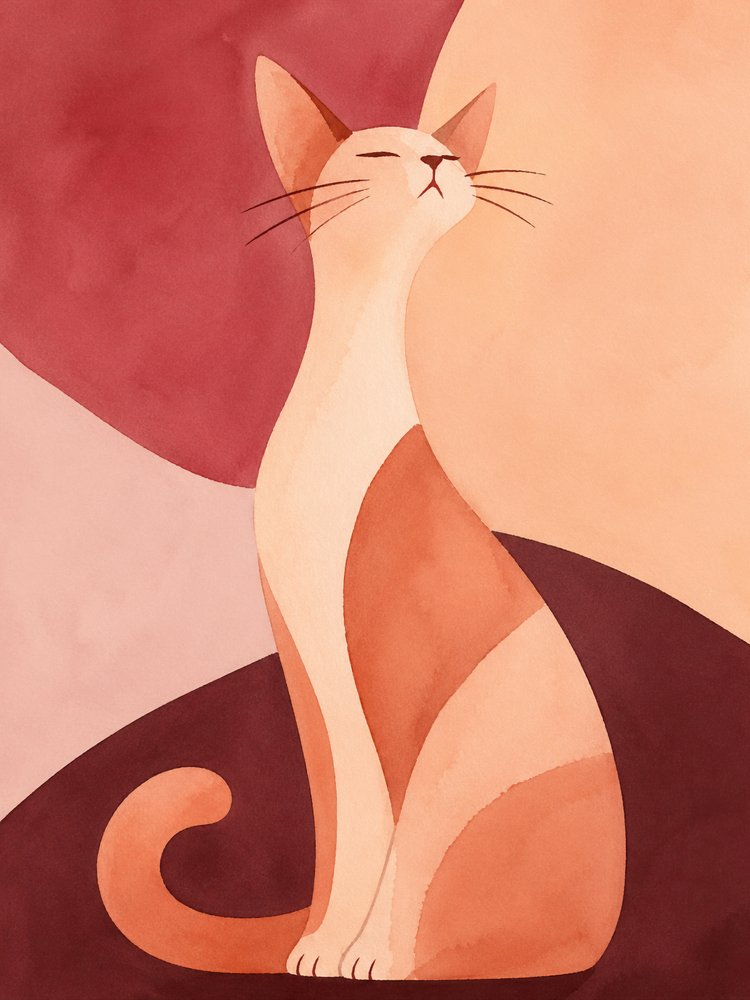 Gatto in acquerello astratto da Natalie Bruns
