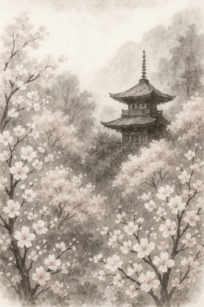 Fiori di ciliegio pagoda giapponese da Natalie Bruns