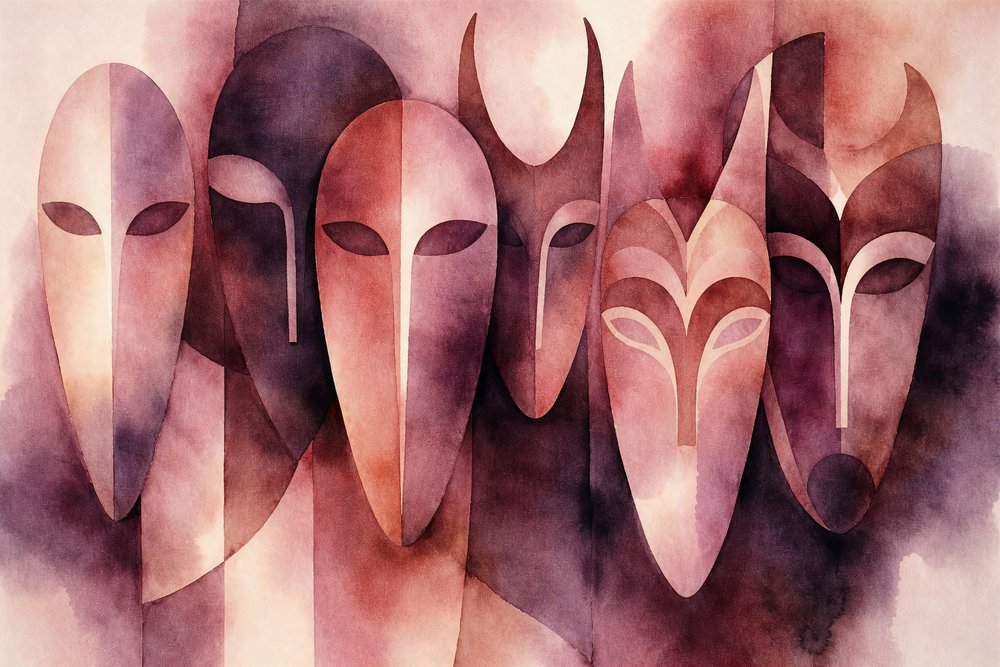 Misteriose maschere ad acquerello da Natalie Bruns