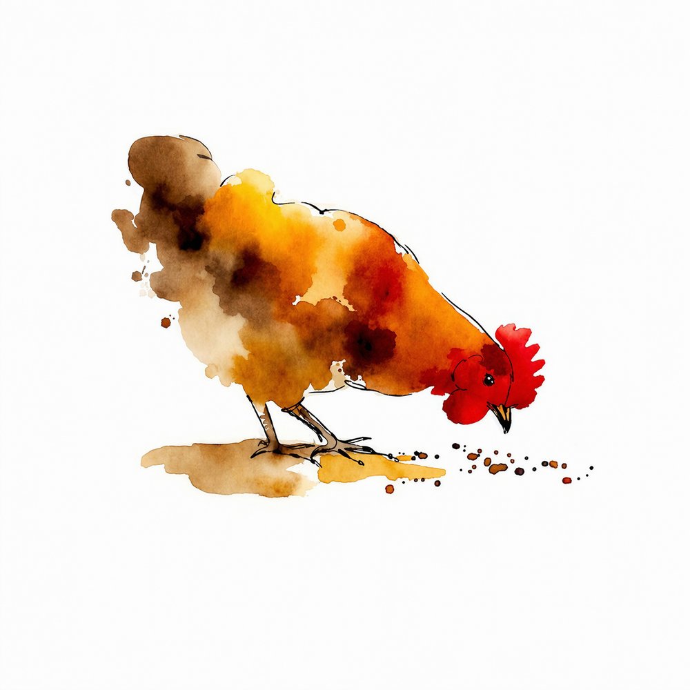 Gallina che becca – Acquerello da Natalie Bruns