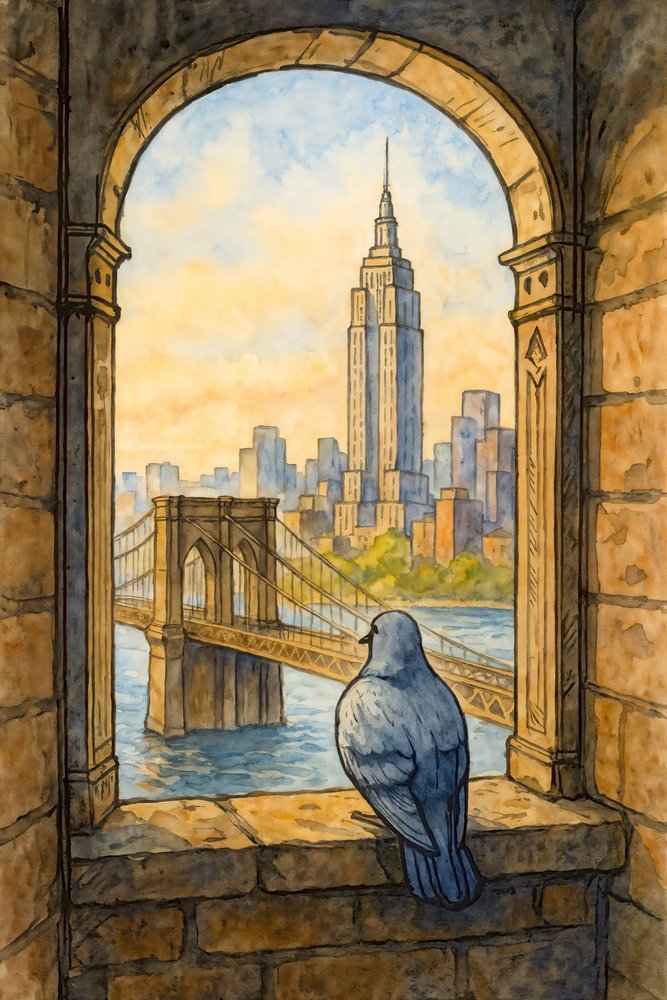 La vista di New York di Pigeon da Natalie Bruns