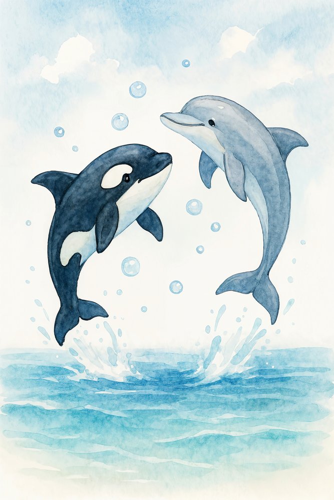 Delfino giocoso e orca da Natalie Bruns