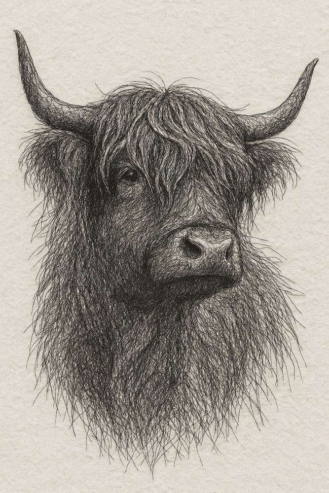 Toro delle Highlands dal pelo arruffato da Natalie Bruns