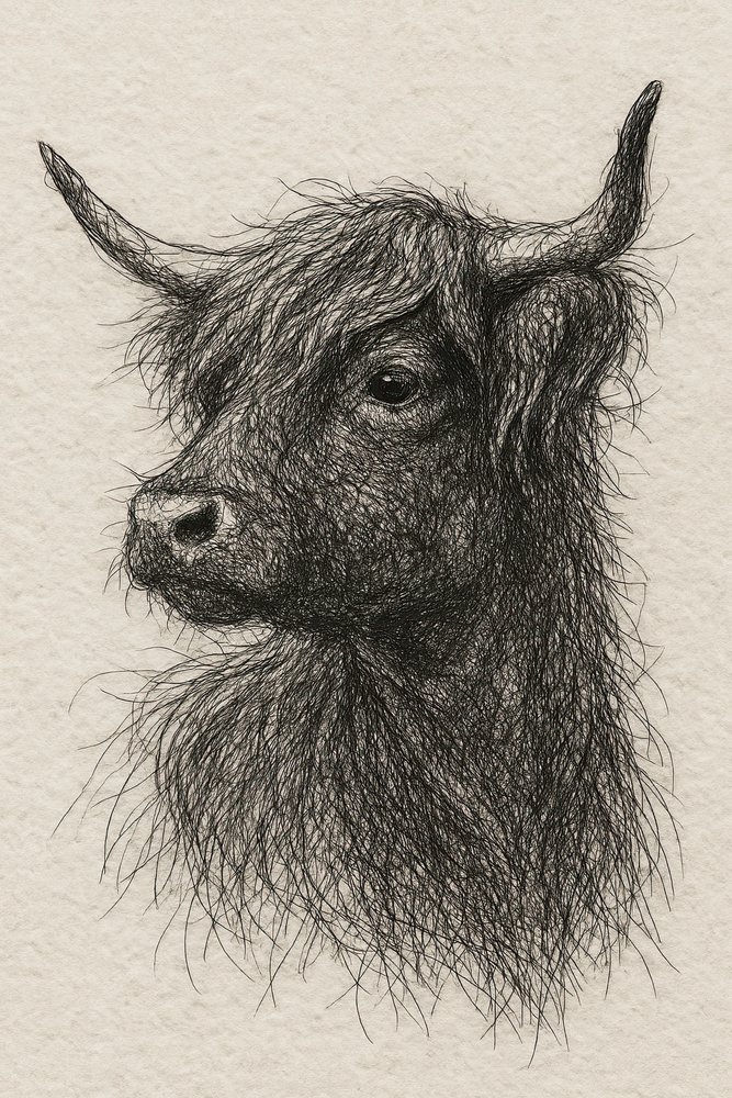Mucca delle Highlands dal pelo arruffato da Natalie Bruns