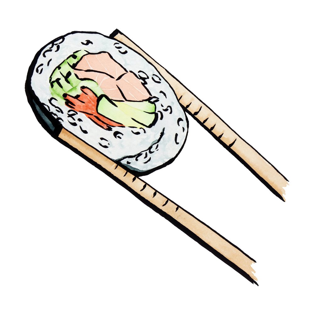 Rotolo di sushi con le bacchette da Natalie Bruns