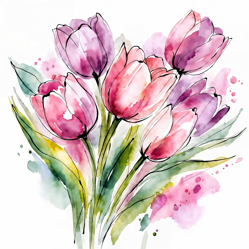 Mazzo di tulipani ad acquerello da Natalie Bruns