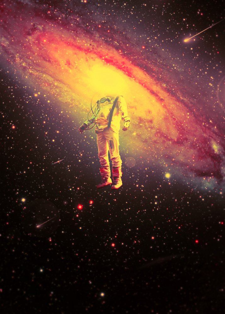 Astronauta in una galassia dai colori vivaci da Nicebleed