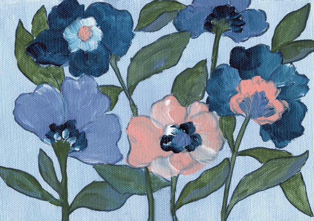 Fiori blu e color pesca da Nikita Jariwala