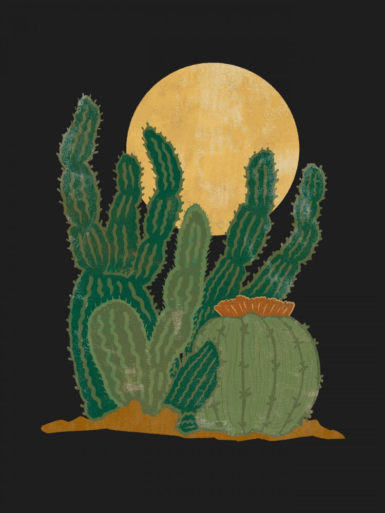 Cactus sotto la luna dorata da Nikita Jariwala