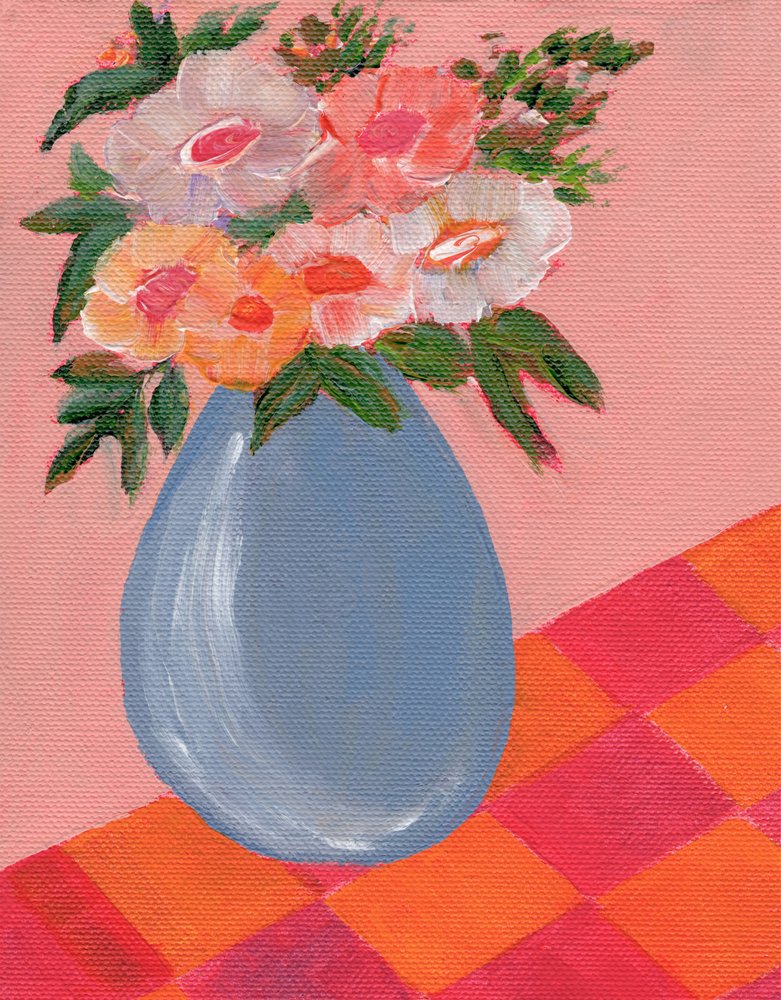 Fiori colorati in un vaso blu da Nikita Jariwala