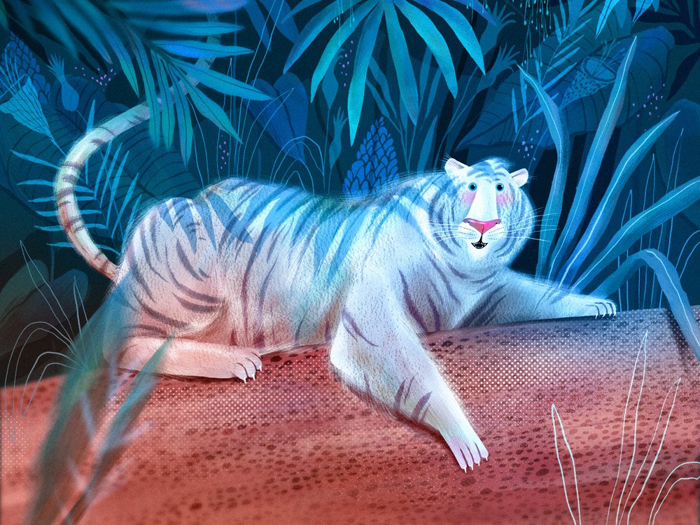 Blue Jungle Tigre Bianca da Olga Skomorokhova