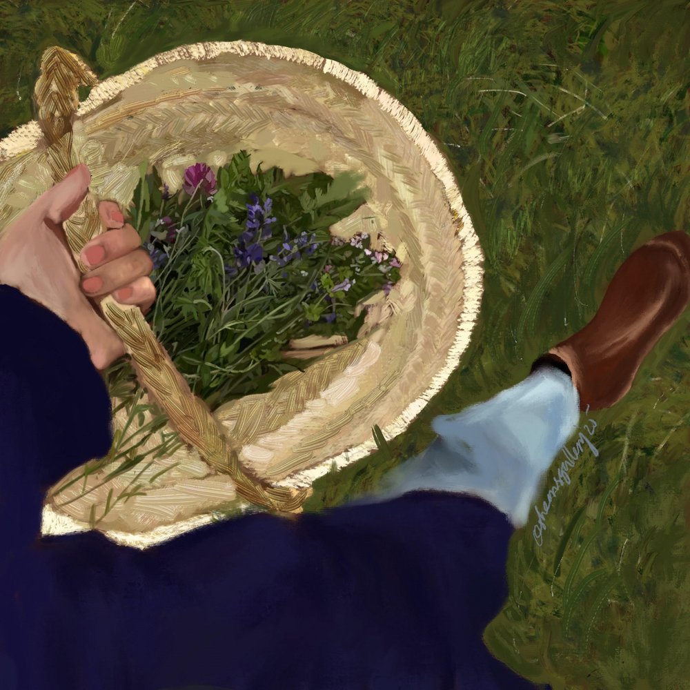 Cesto di fiori di campo da Osheensgallery