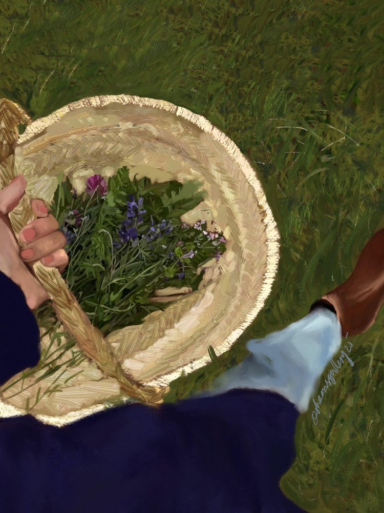 Cesto di fiori di campo da Osheensgallery