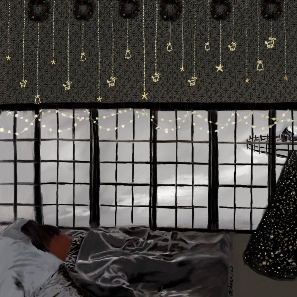 Tranquilla camera da letto innevata da Osheensgallery