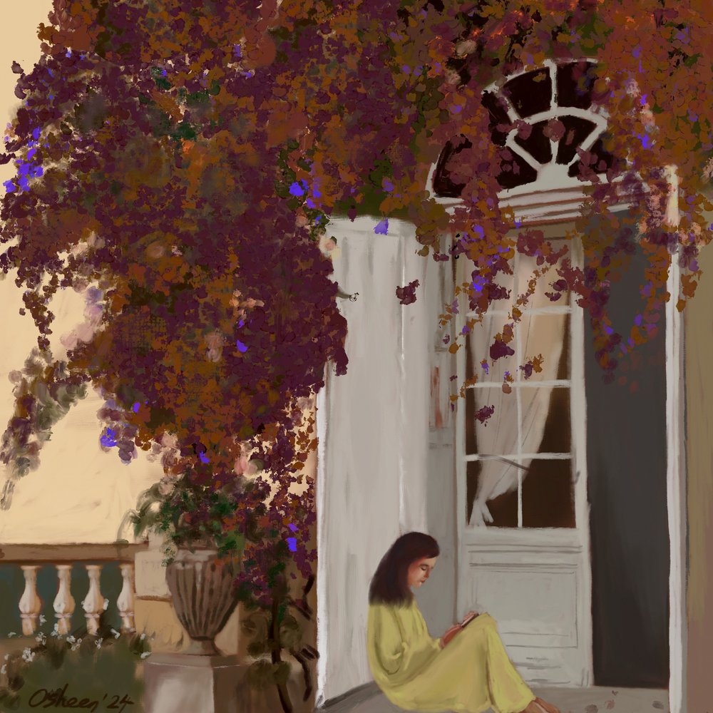 Lettura serena in giardino da Osheensgallery
