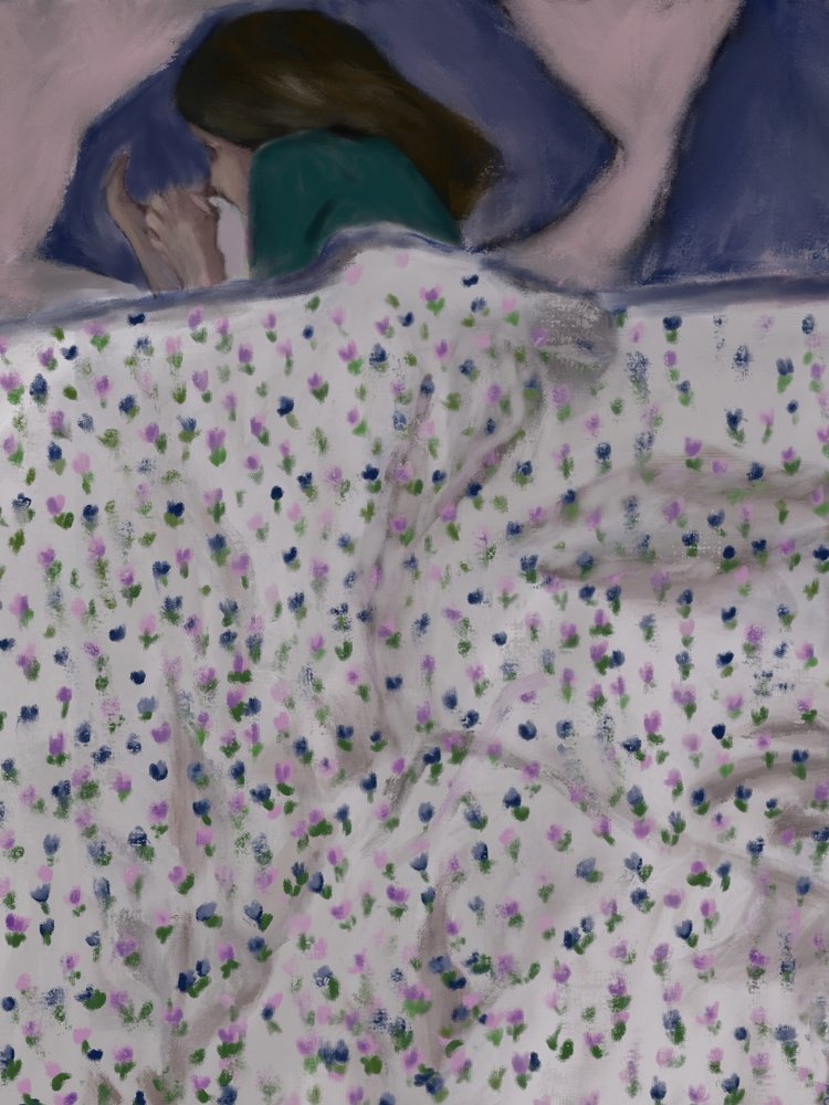 Donna in un letto di fiori da Osheensgallery