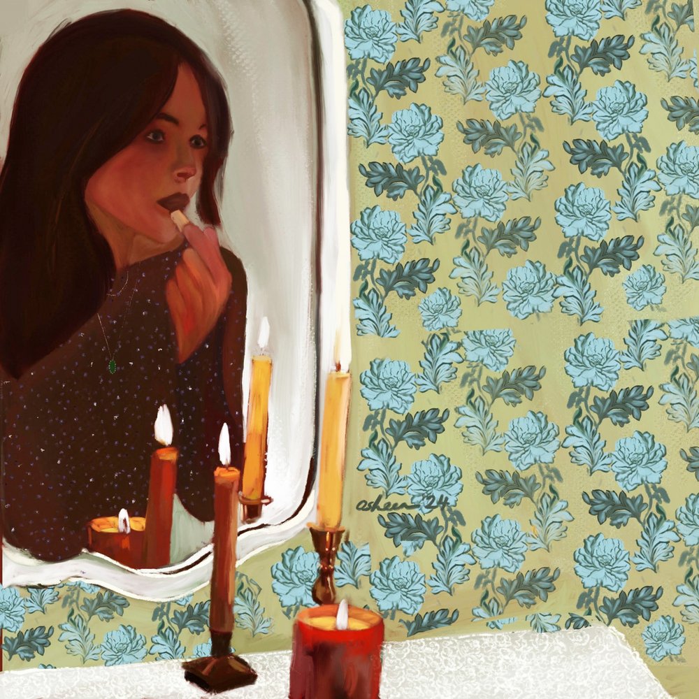 Riflessione di una donna alla luce di candela da Osheensgallery