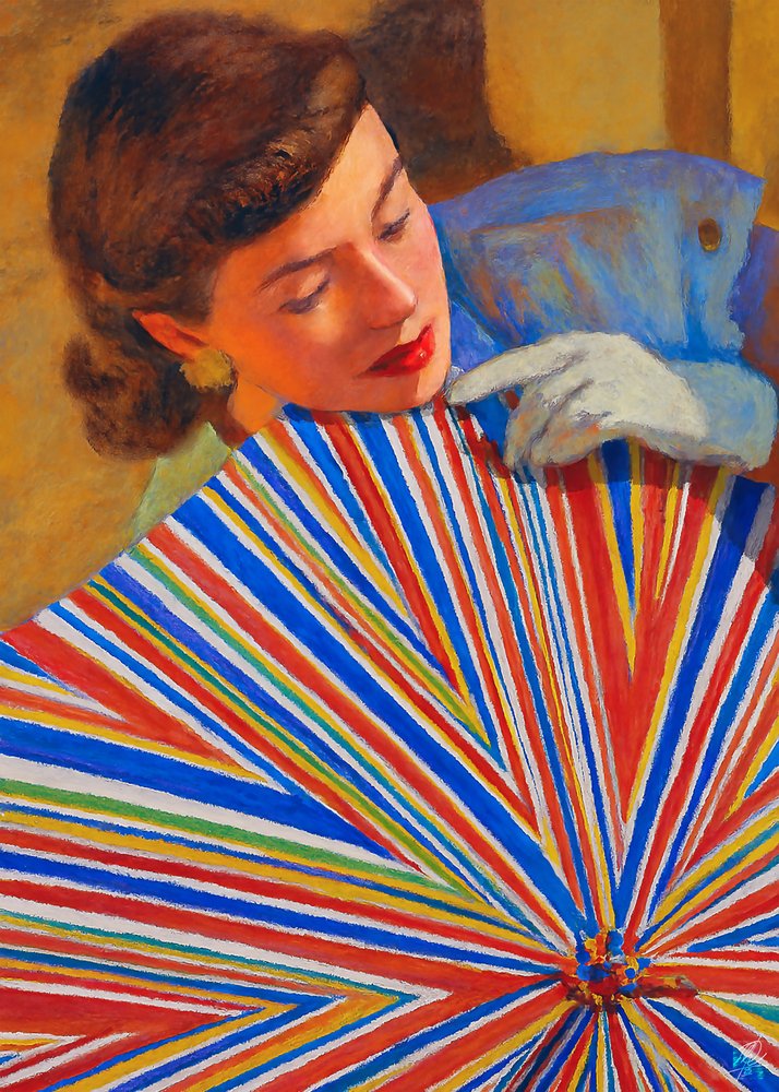 Elegante ombrello a righe da donna da Osvaldo Russo