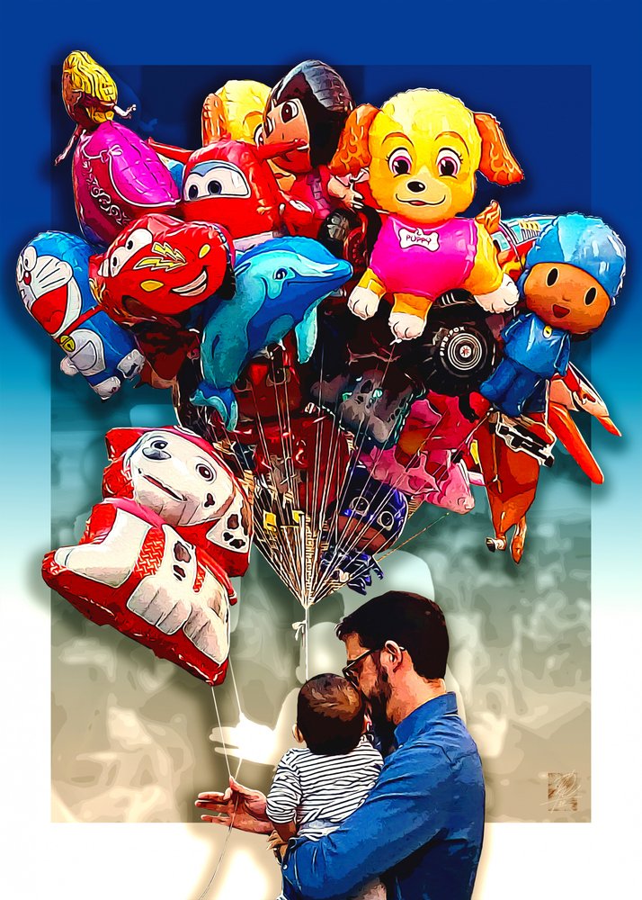 Palloncini "Buon compleanno papà e bambino" da Osvaldo Russo