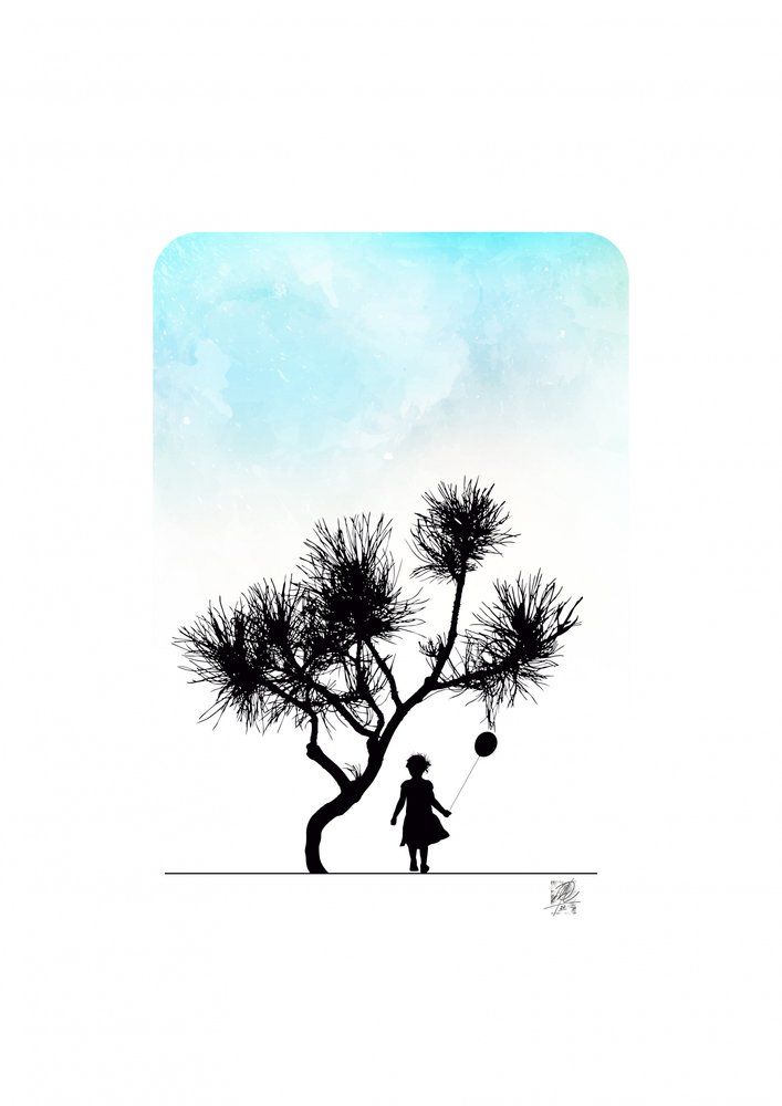 Una bambina sotto un albero da Osvaldo Russo