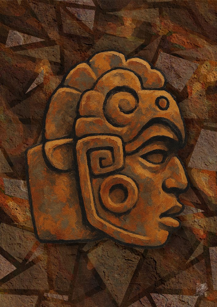 Testa di pietra maya da Osvaldo Russo