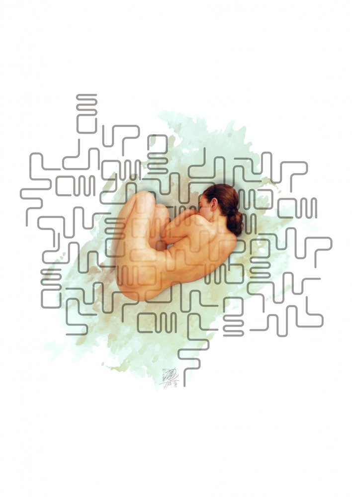 Donna nuda, serena, astratta da Osvaldo Russo