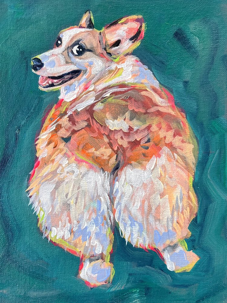 Un vivace cane di razza Corgi da Pauline Wegman | Key and Sea Creative