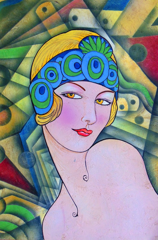 Ritratto di una flapper in stile Art Déco da Ricardo Maya