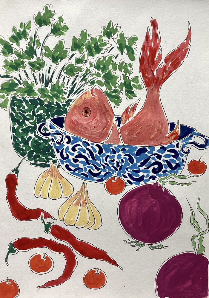 Pesce fresco e verdure da Rushati Chowdhury