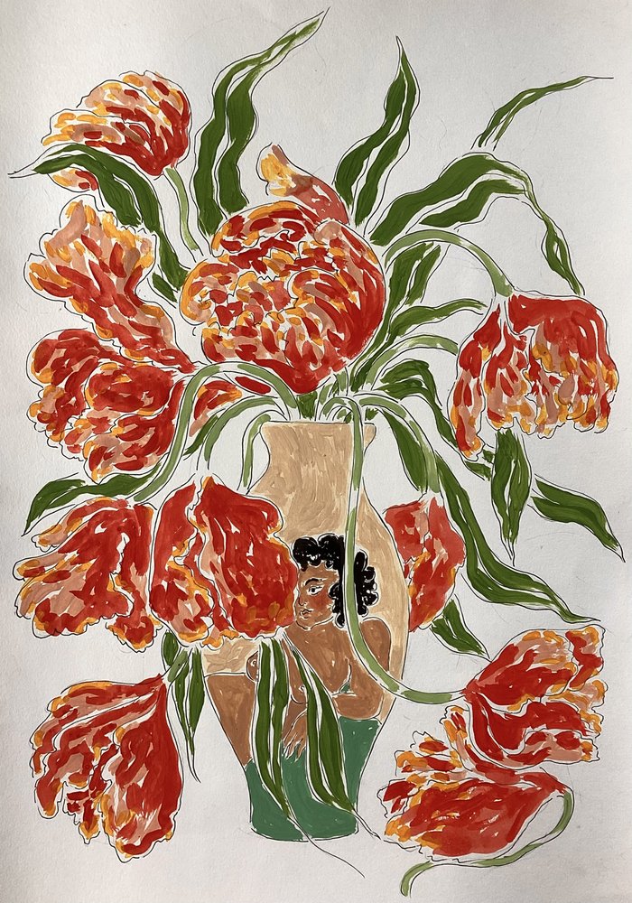 Tulipani dai colori vivaci in un vaso da Rushati Chowdhury