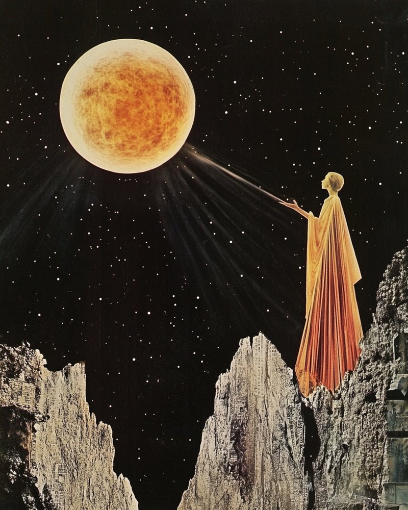 Figura sotto la luna cosmica da Samantha Hearn