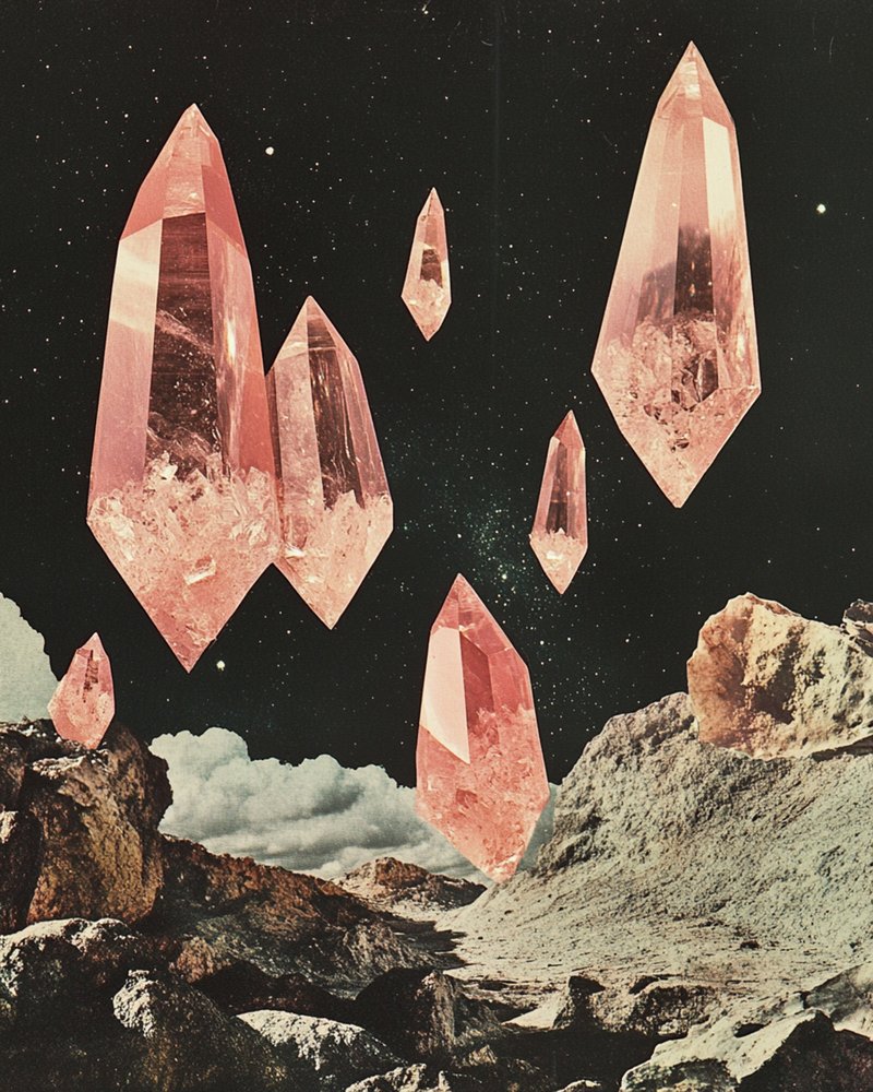 Paesaggio spaziale con cristalli rosa da Samantha Hearn