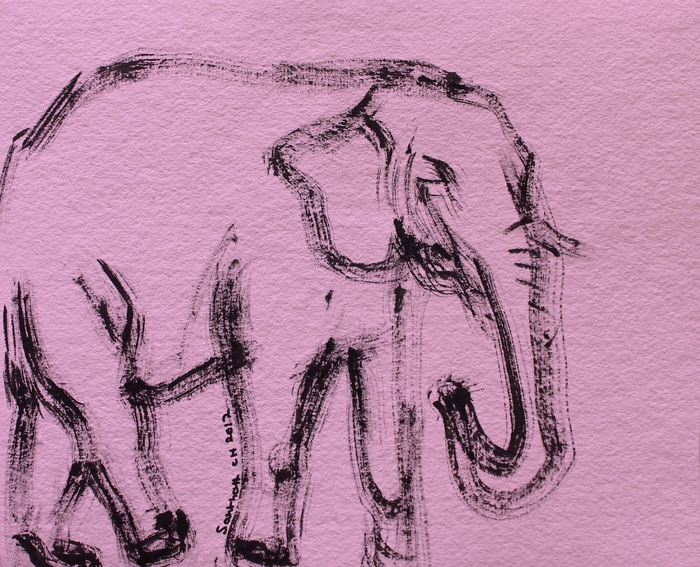 Elefante rosa astratto da Santhosh ch