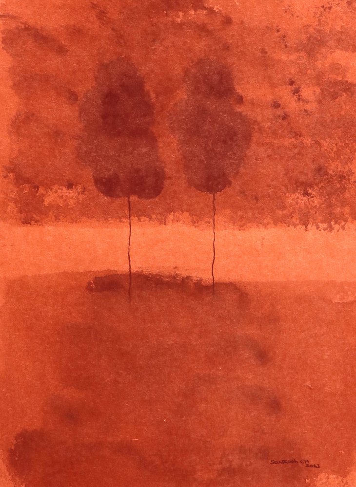 Paesaggio astratto rosso da Santhosh ch