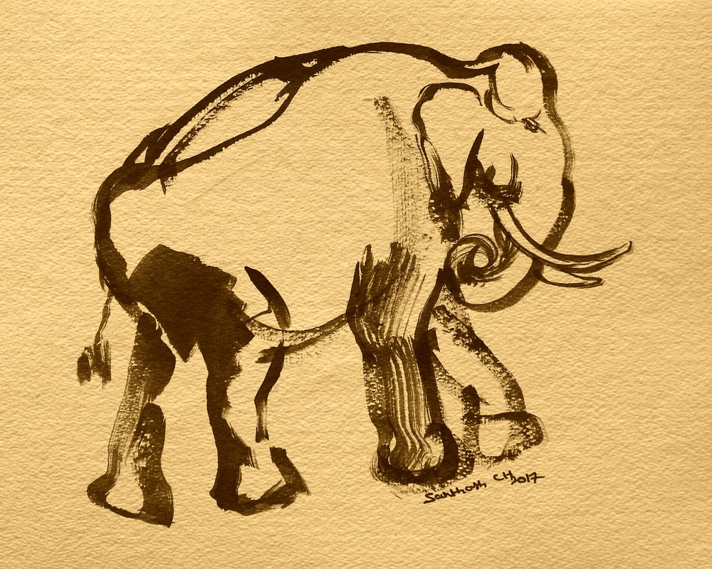 Elegante elefante a inchiostro da Santhosh ch