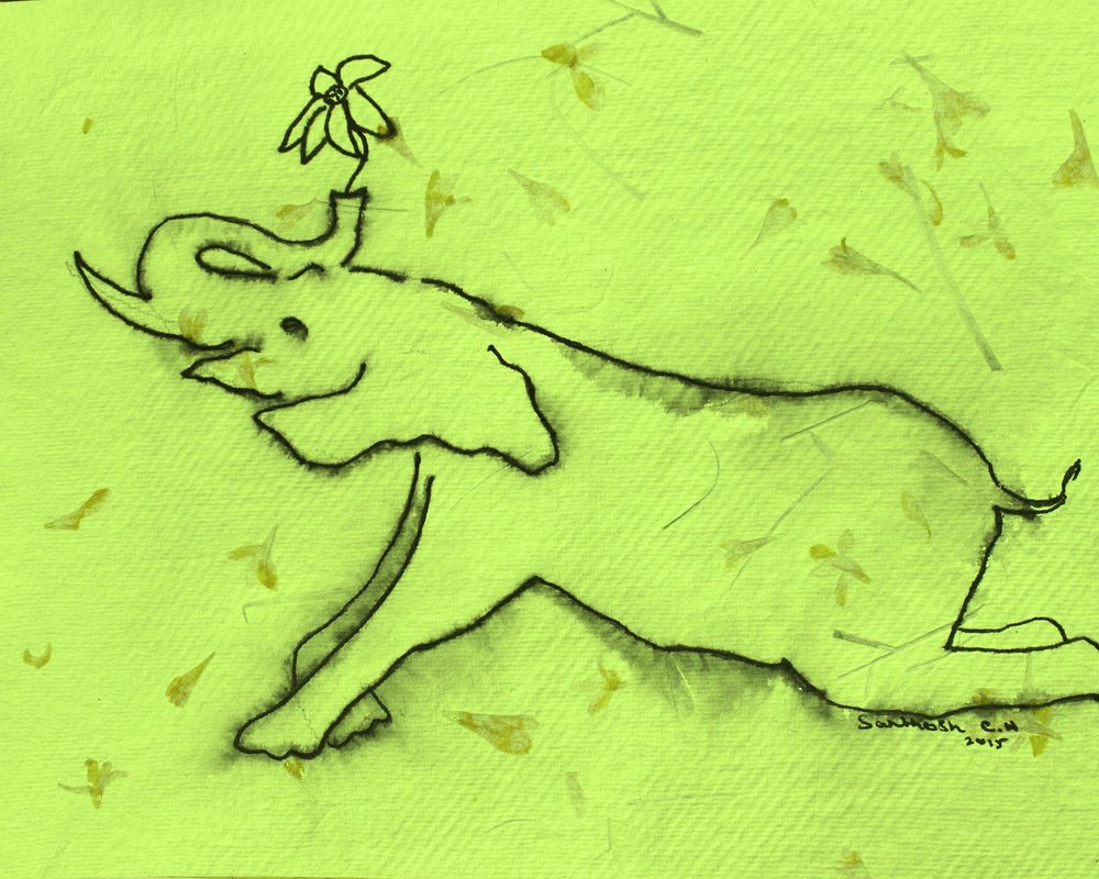 Elefante felice con un fiore da Santhosh ch