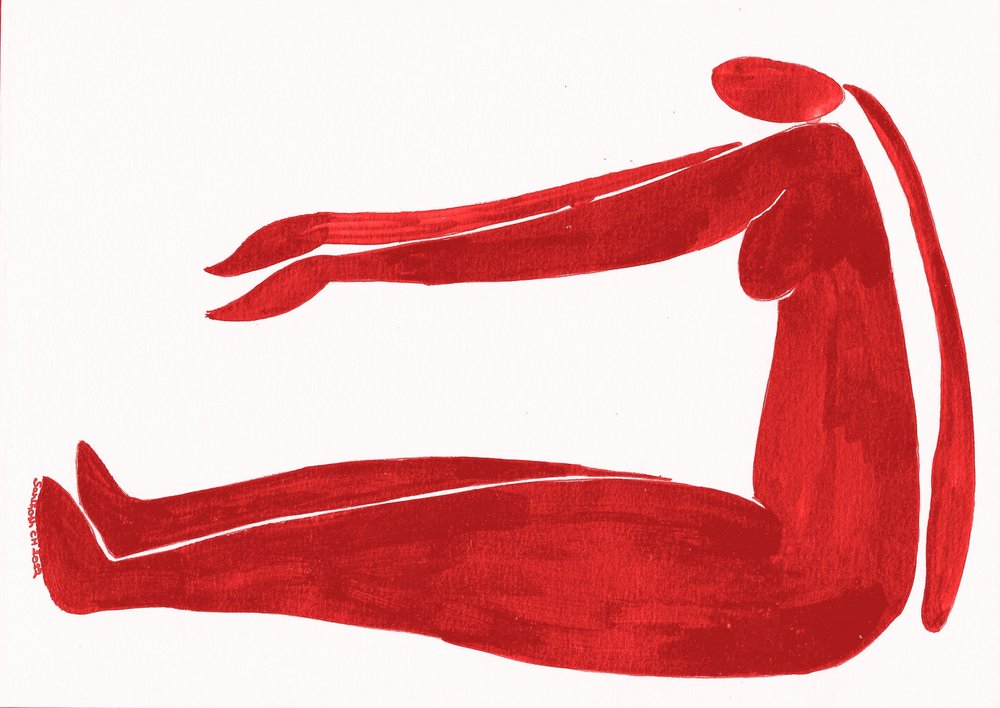 Figura yoga rossa minimalista da Santhosh ch