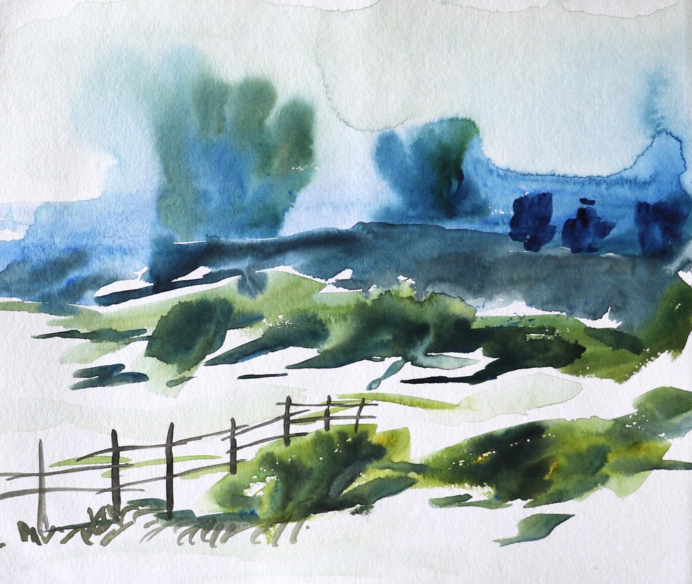 Paesaggio di campagna nebbioso da Santhosh ch
