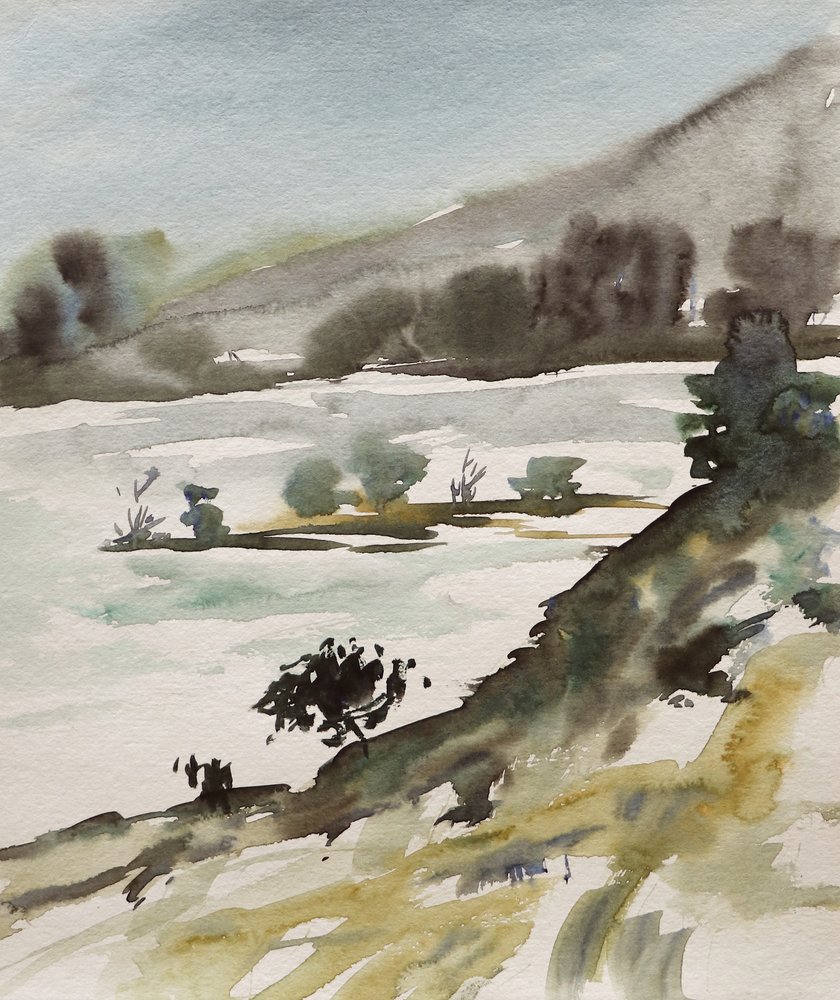 Paesaggio in acquerello dai toni tenui da Santhosh ch