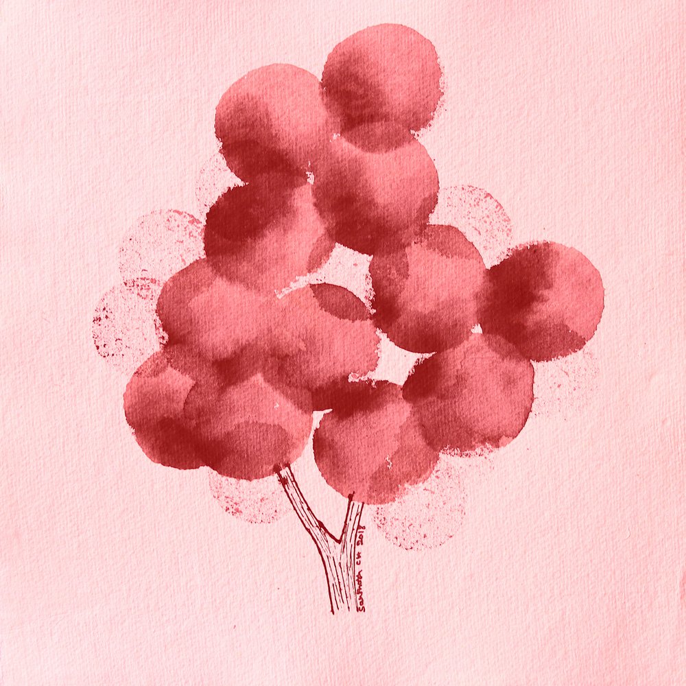 Albero rosso ad acquerello da Santhosh ch