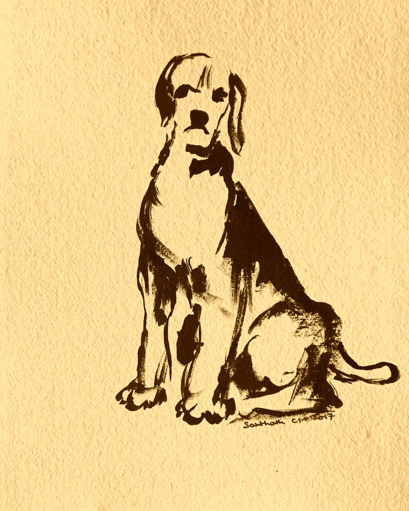 Cane seduto a inchiostro da Santhosh ch