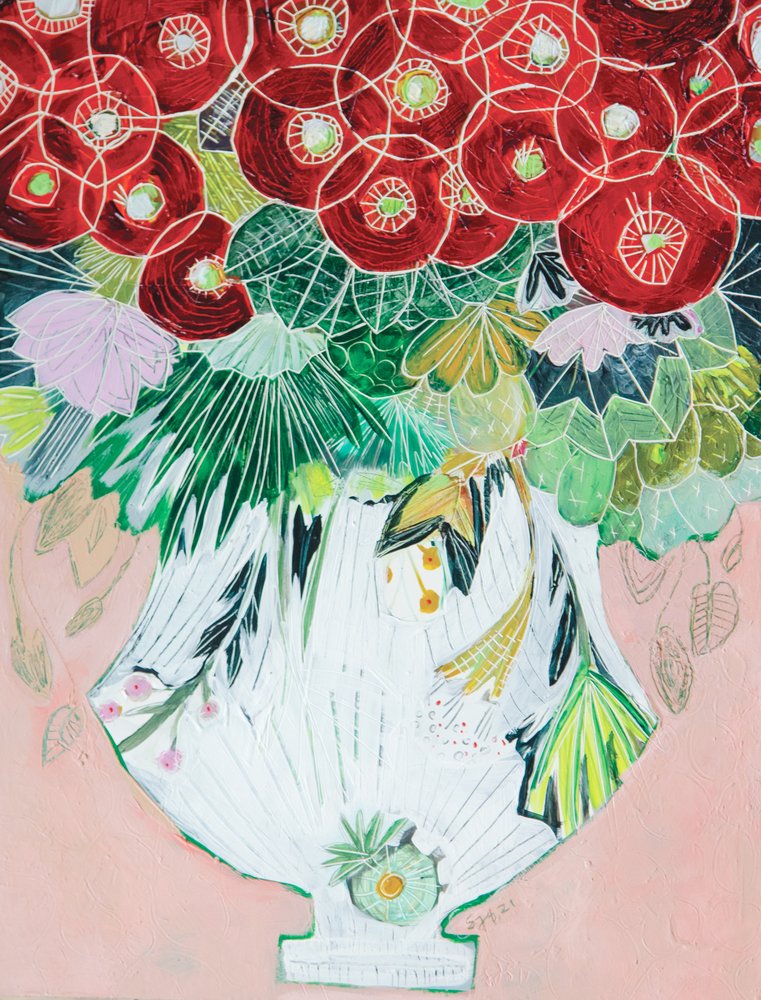 Vaso floreale dai colori vivaci da Sarah Fitzgerald