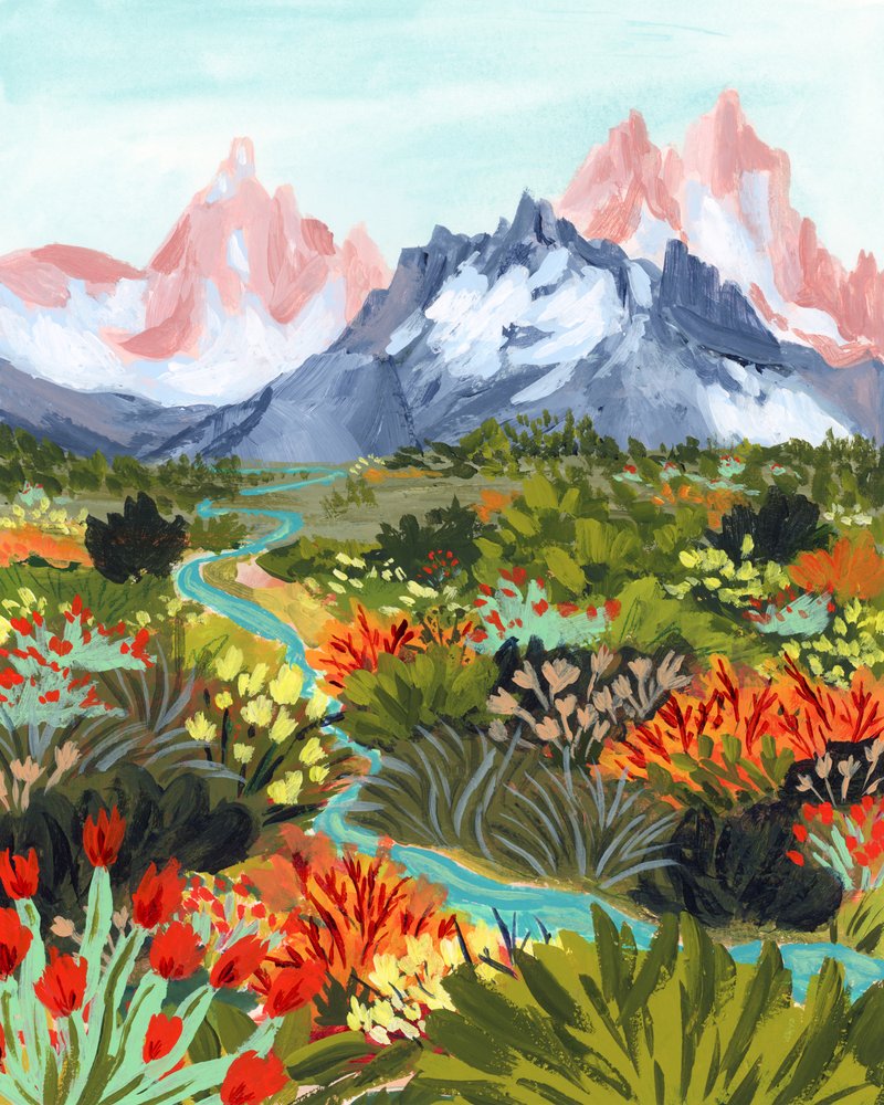 Un paesaggio montano dai colori vivaci da Sarah Gesek