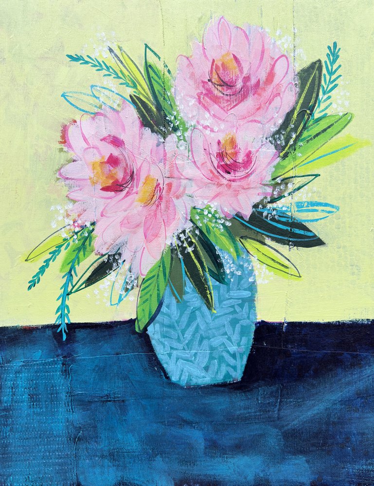 Bouquet floreale rosa astratto da Shelley Hampe