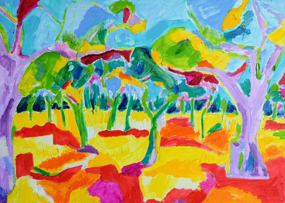 Alberi estivi dai colori vivaci da Tamara Jare