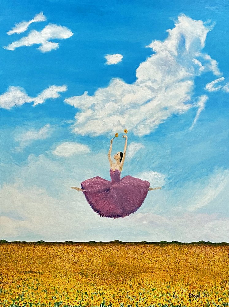 Ballerina in un campo di girasoli da Tom Blood