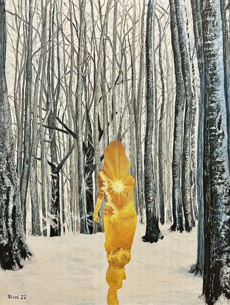 Donna dorata nella foresta invernale da Tom Blood