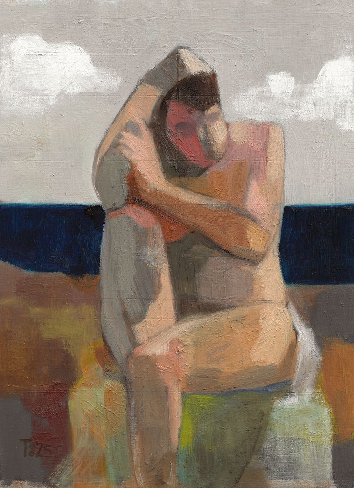 Figura contemplativa sulla spiaggia da Tore Bahnson