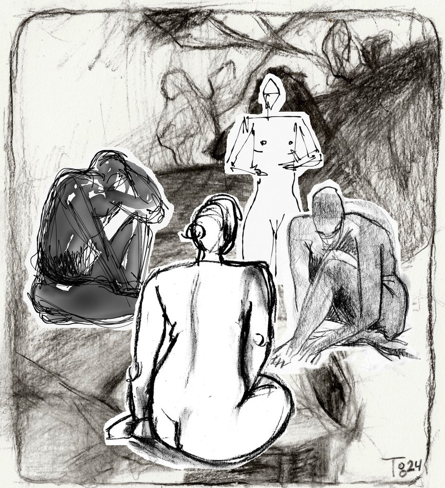 Schizzo di figure contemplative da Tore Bahnson