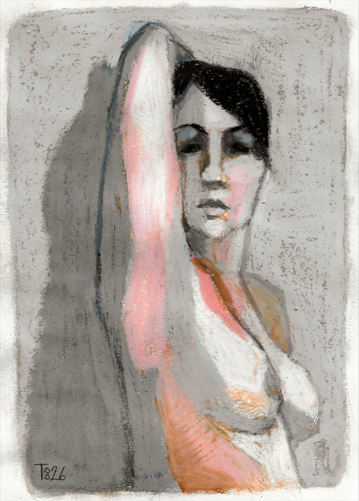 Disegno di una figura pensierosa da Tore Bahnson